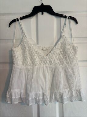 Aéropostale White Floral Lace Bodice Tiered Camisole Top